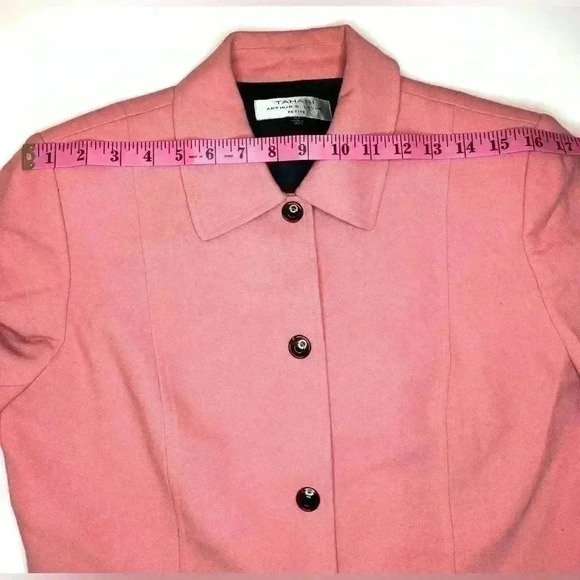Tahari Arthur Levine Womens Coral Pink Jacket Petite Size 10P - Picture 7 of 9